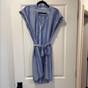 Velvet by Graham & Spencer Blue and White Striped Mini Dress